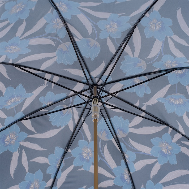 Exclusive Blue Flowers Automatic Umbrella – Handmade in Italy