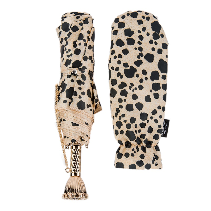 Handcrafted Leopard Print Folding Umbrella – Handmade in Italy