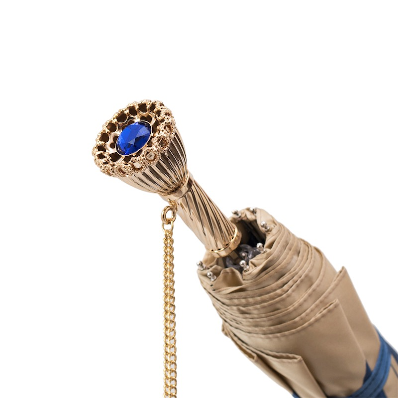 Exclusive Luxury Blue Dahlia Folding Umbrella – Handmade in Italy