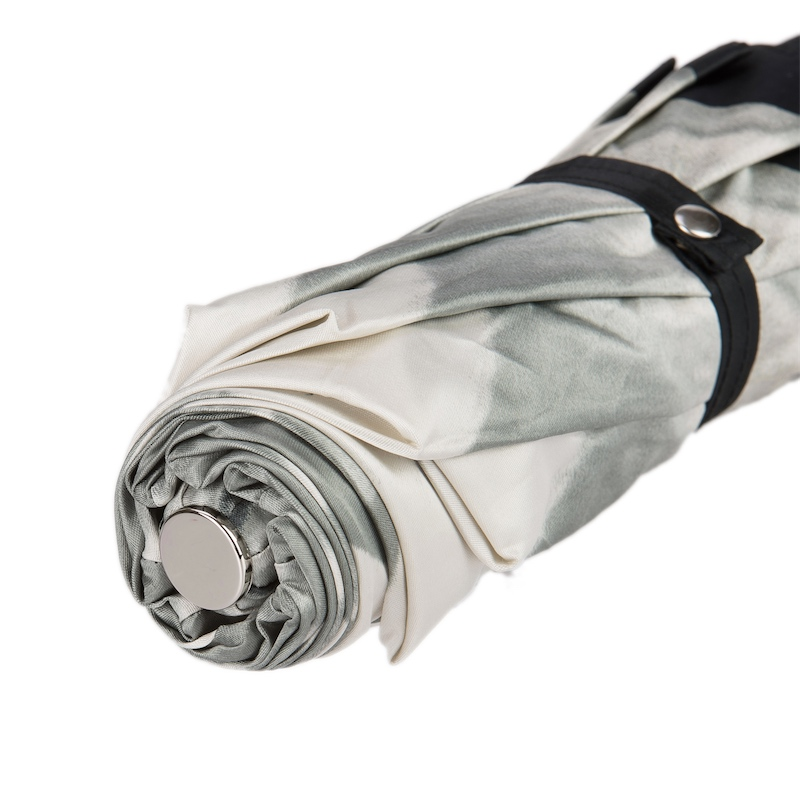 Designer Silver Dahlia Folding Umbrella – Handmade in Italy