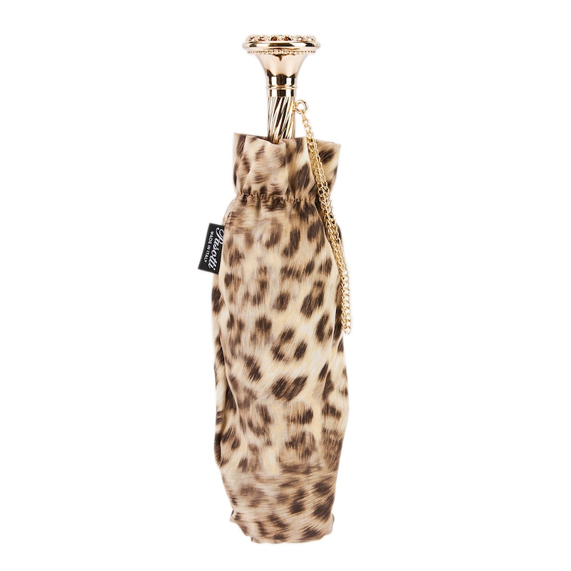 Chic Leopard Print Luxury Folding Umbrella – Handmade in Italy