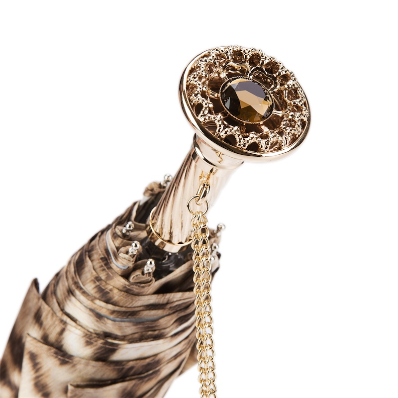 Chic Leopard Print Luxury Folding Umbrella – Handmade in Italy