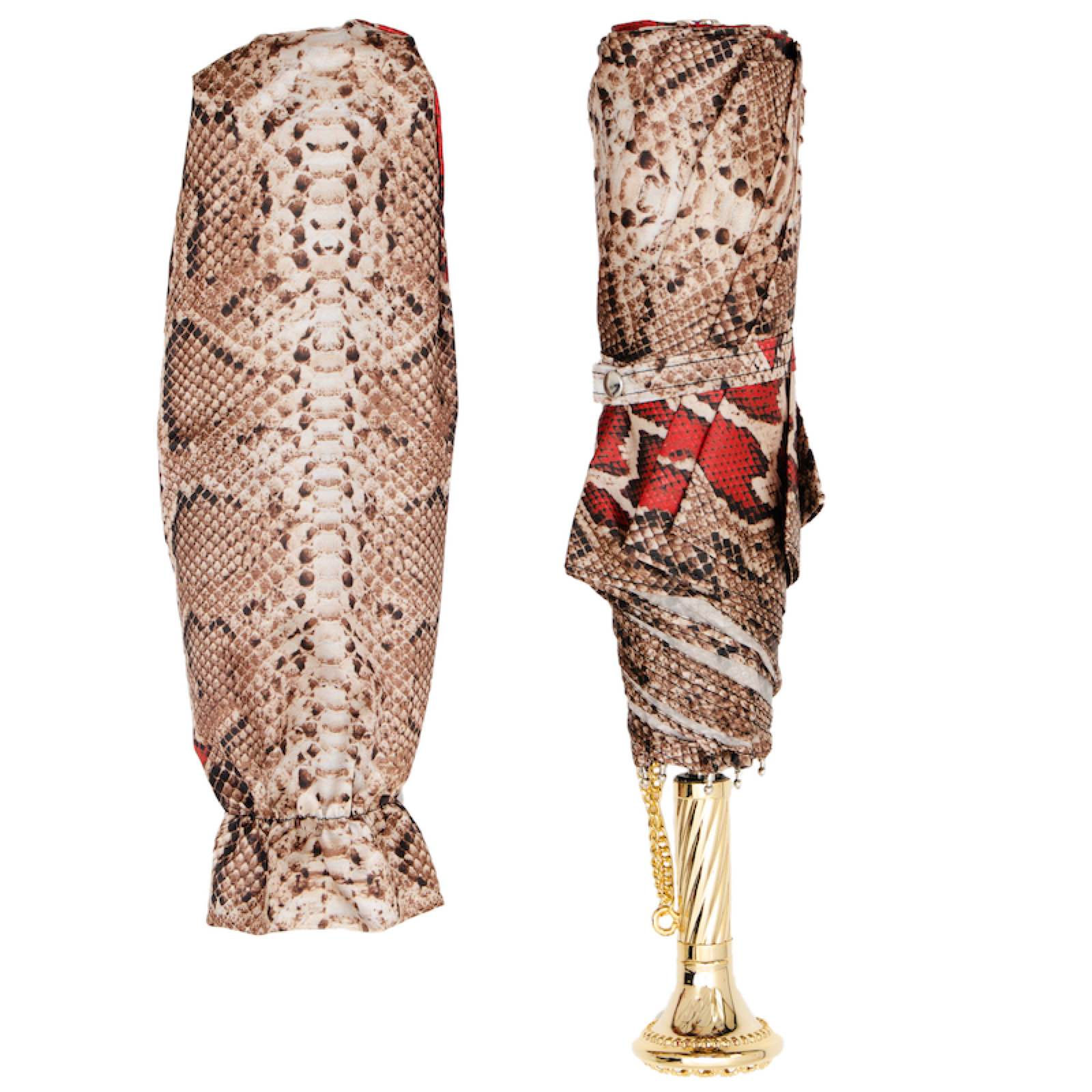 Brass Handle Python Print Folding Umbrella – Manual Opening