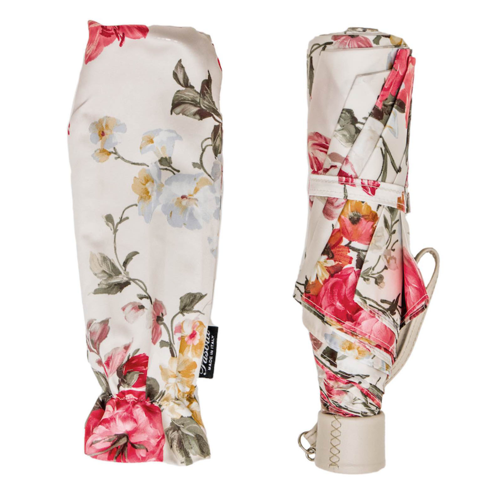 Luxury Elegant Floral Folding Umbrella – Handmade in Italy