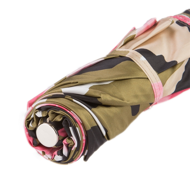 Chic Camouflage Folding Umbrella with Roses – Handmade in Italy