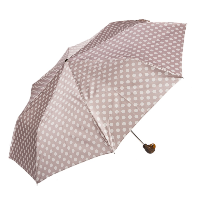 Polka Dot Folding Umbrella with Parrot Handle – Handmade in Italy