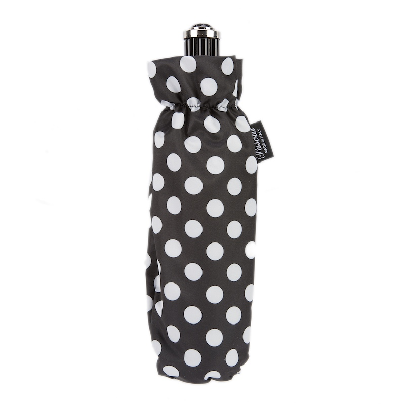 Black and White Polka Dots Folding Umbrella – Handmade in Italy