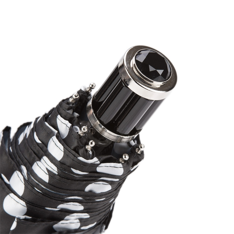 Black and White Polka Dots Folding Umbrella – Handmade in Italy