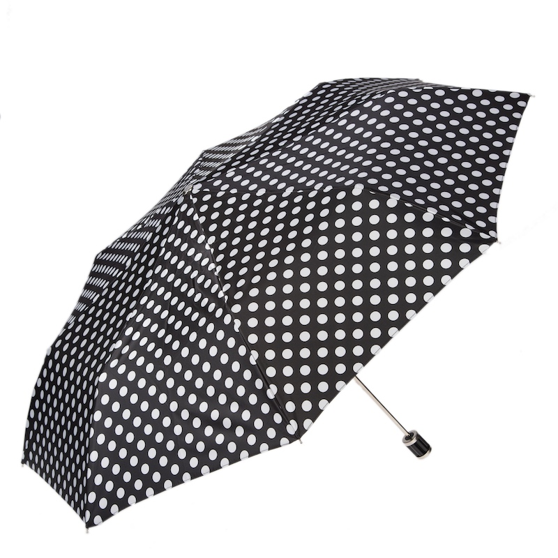Black and White Polka Dots Folding Umbrella – Handmade in Italy