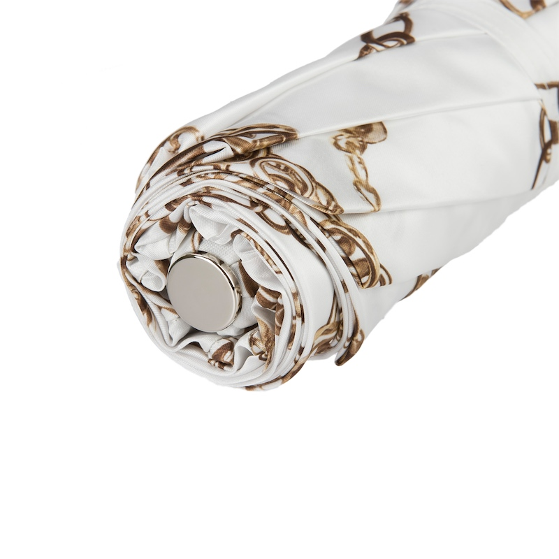 Luxury Chains Print White Folding Umbrella – Handmade in Italy