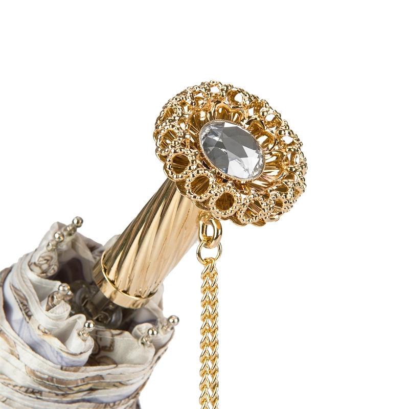 Exclusive Bridles Print White Folding Umbrella – Handmade in Italy