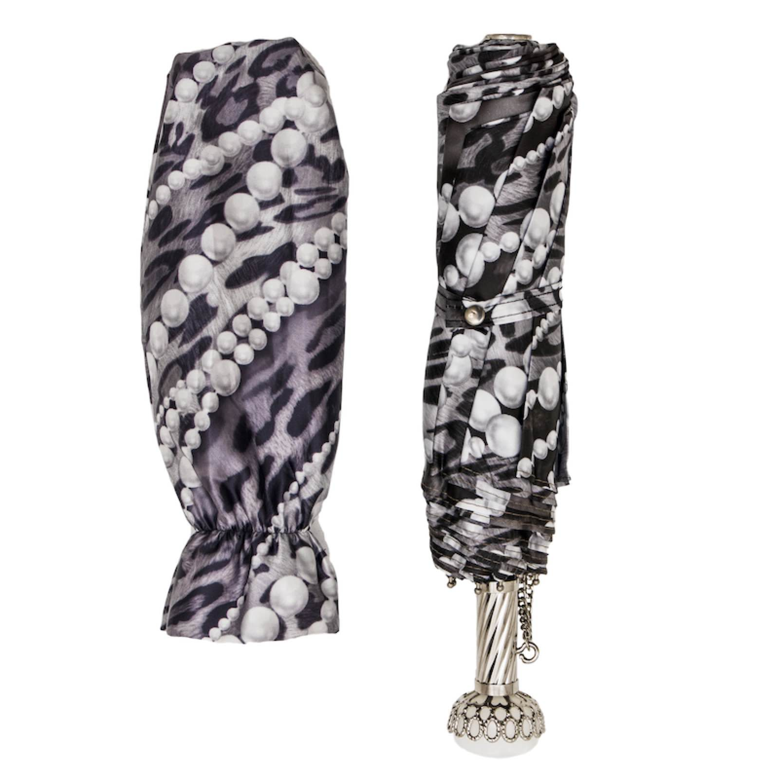 Fashionable Folding Umbrella with Pearls Print – Handmade in Italy