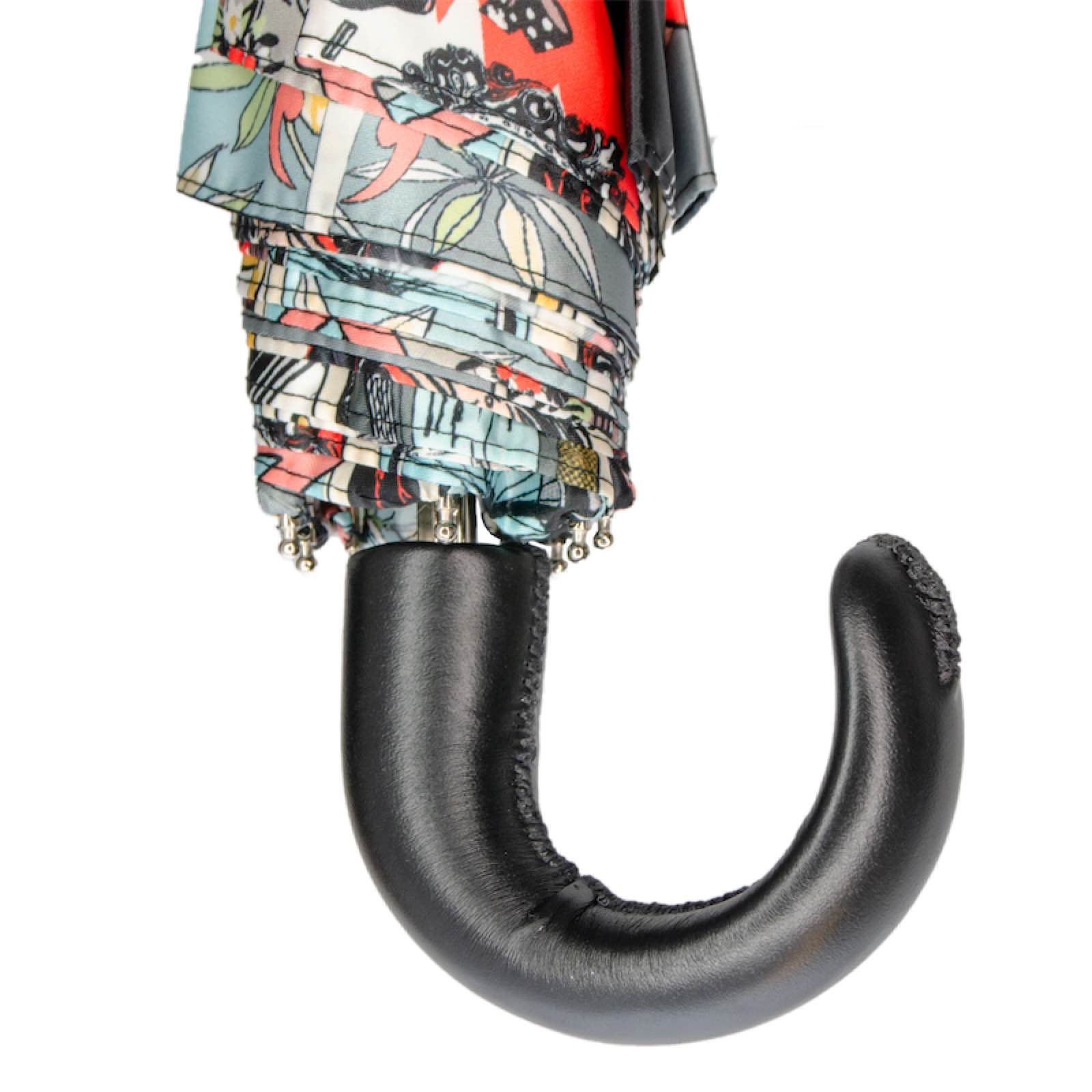 Leather Handle Comics Print Folding Umbrella – Manual Opening