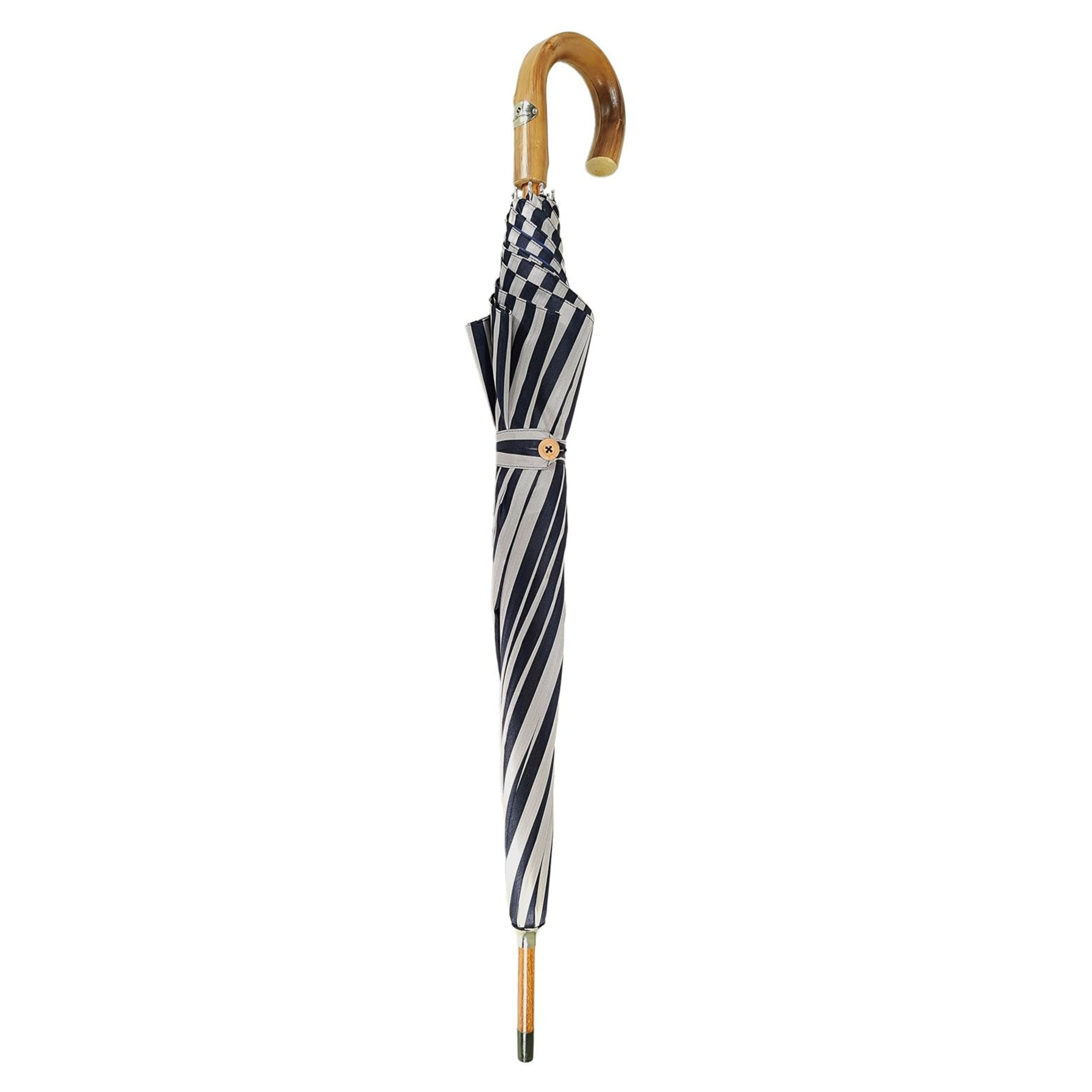 Sophisticated Double-Canopy Men’s Umbrella in Blue Striped Jacquard