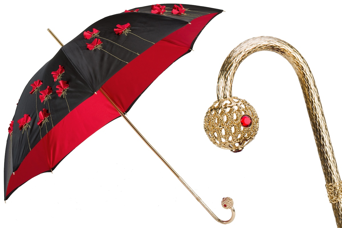 Luxury Brass Handle Poppies Umbrella – Manual Opening