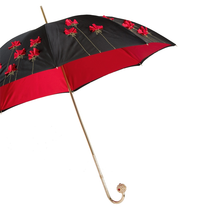 Luxury Brass Handle Poppies Umbrella – Manual Opening