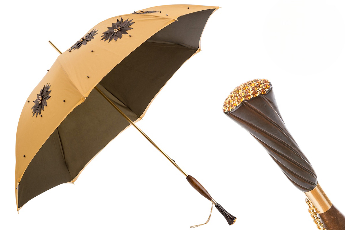 Sunflower Luxury Umbrella with Swarovski Handle – Manual Opening