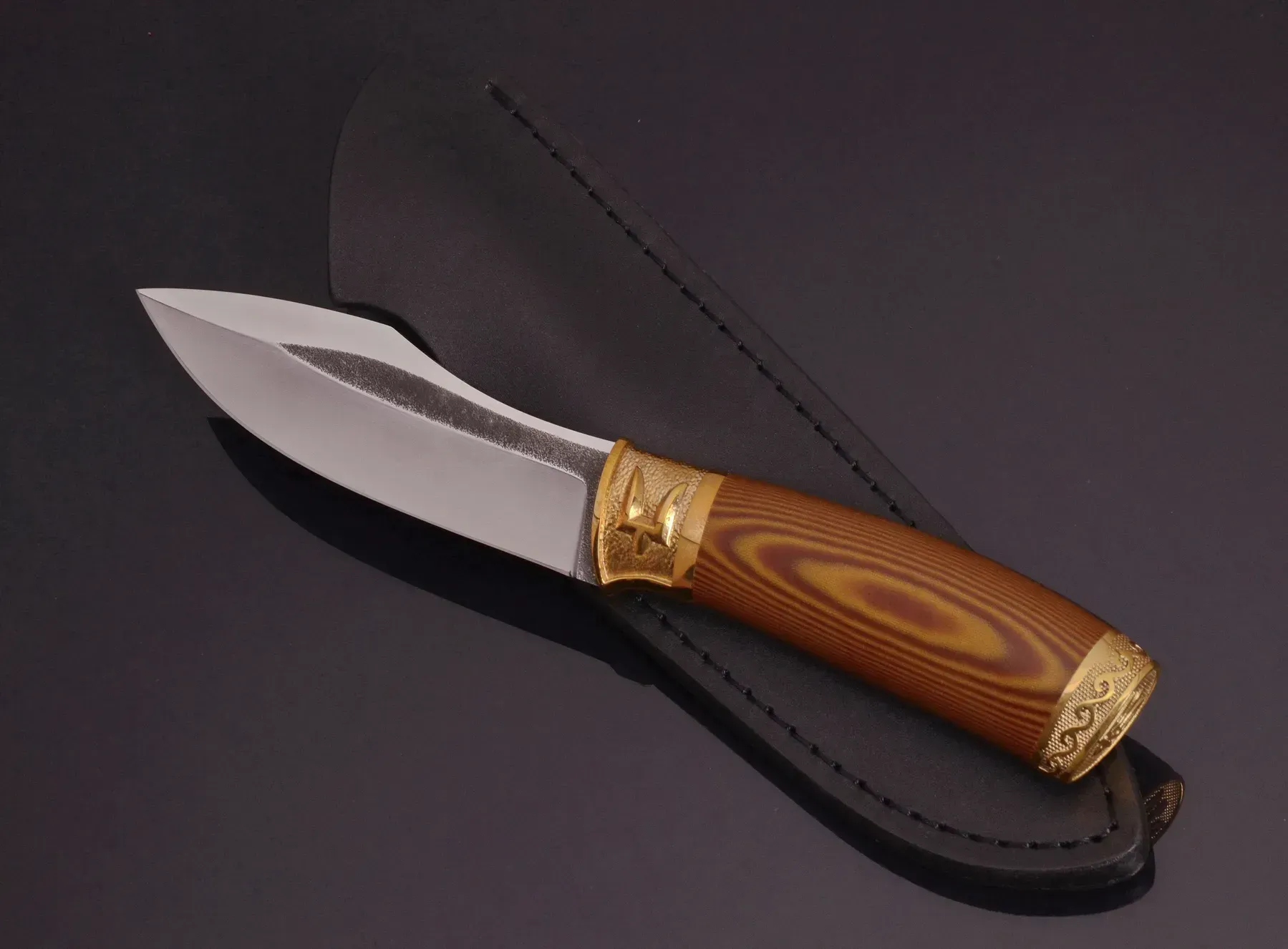 Fighter Knife N690 Steel with Ironwood Handle and Trident Guard