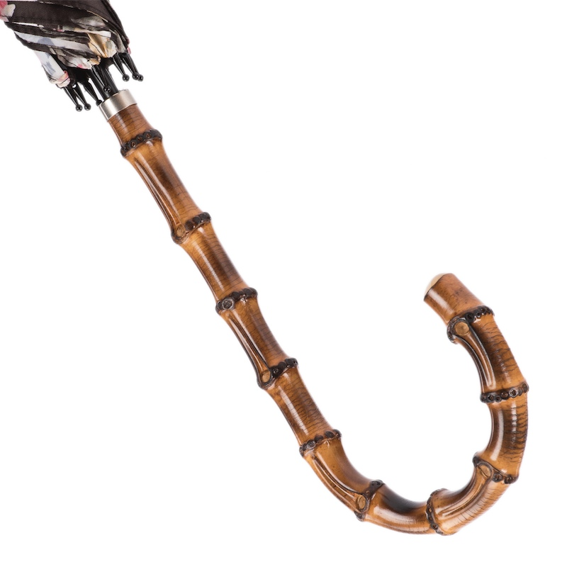 Flowered Parasol with Bamboo Handle – Handmade Umbrella