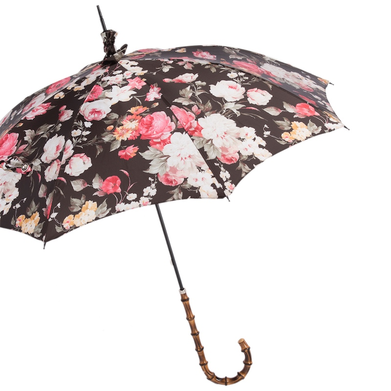 Flowered Parasol with Bamboo Handle – Handmade Umbrella