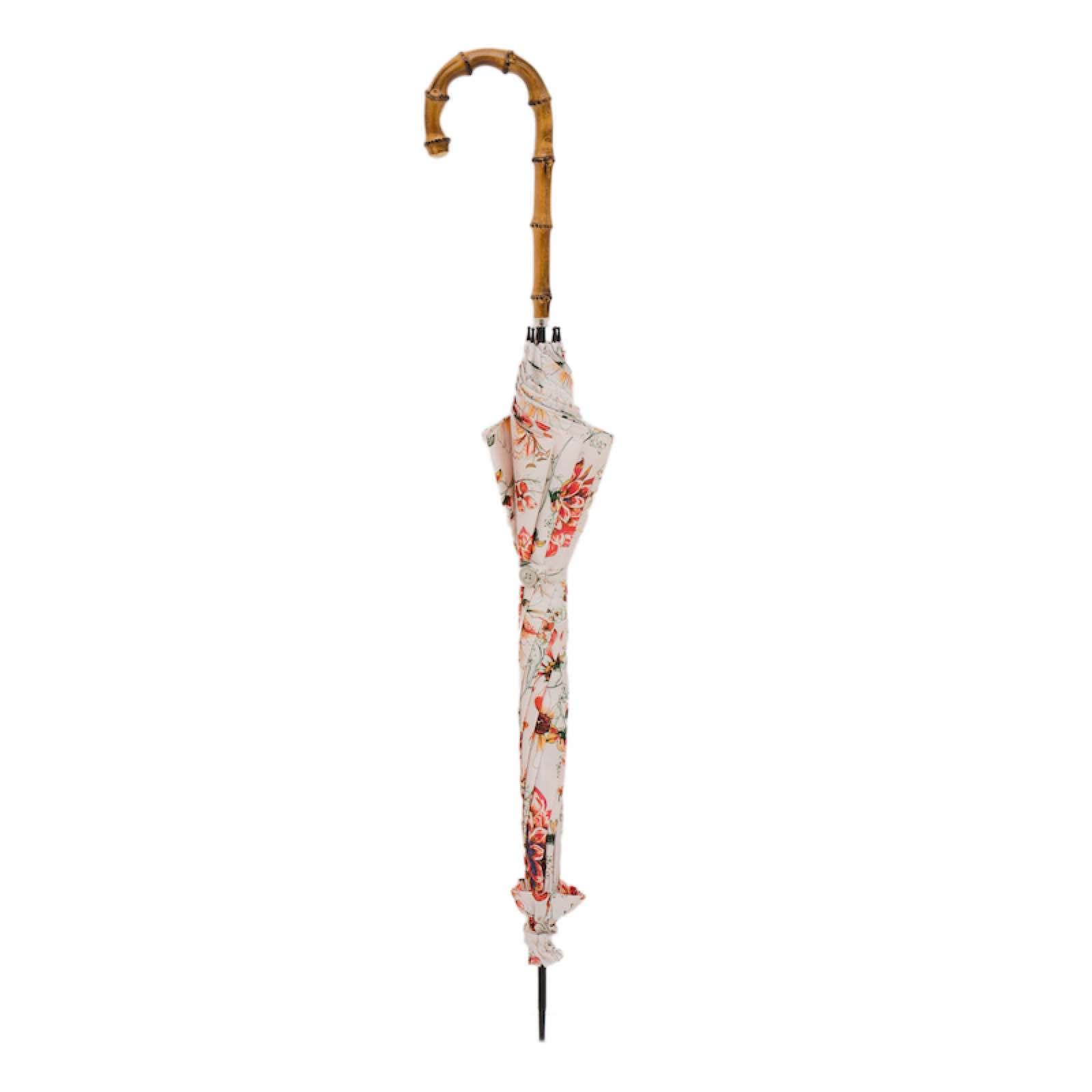 Flowered Parasol with Whangee Handle – Handmade Umbrella