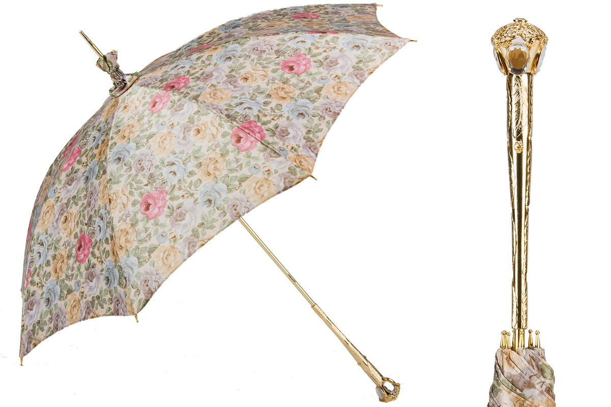 Manual Opening Flowered Parasol – Handmade Italian Umbrella