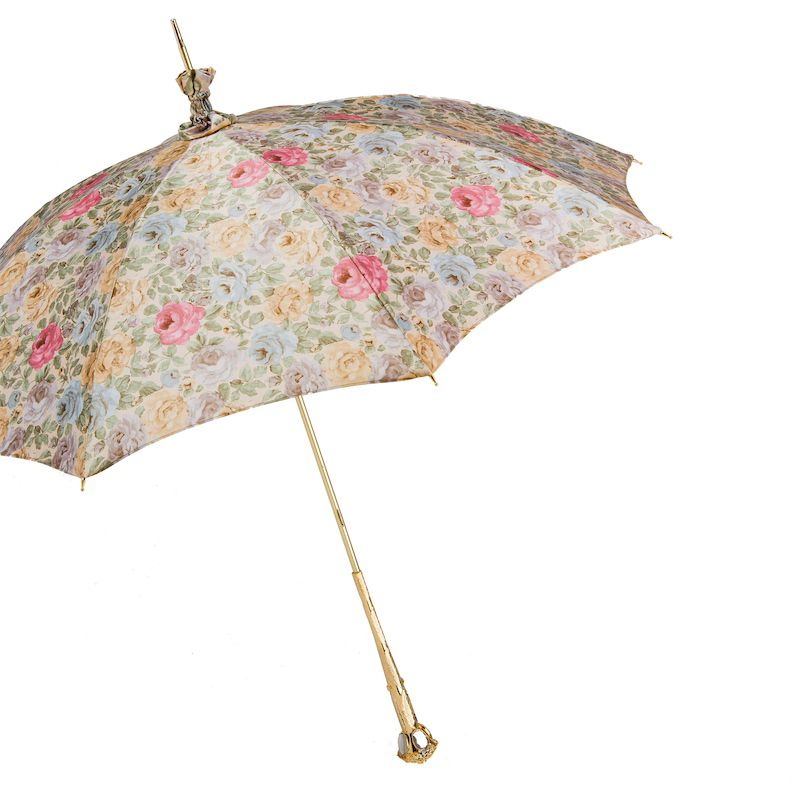 Manual Opening Flowered Parasol – Handmade Italian Umbrella