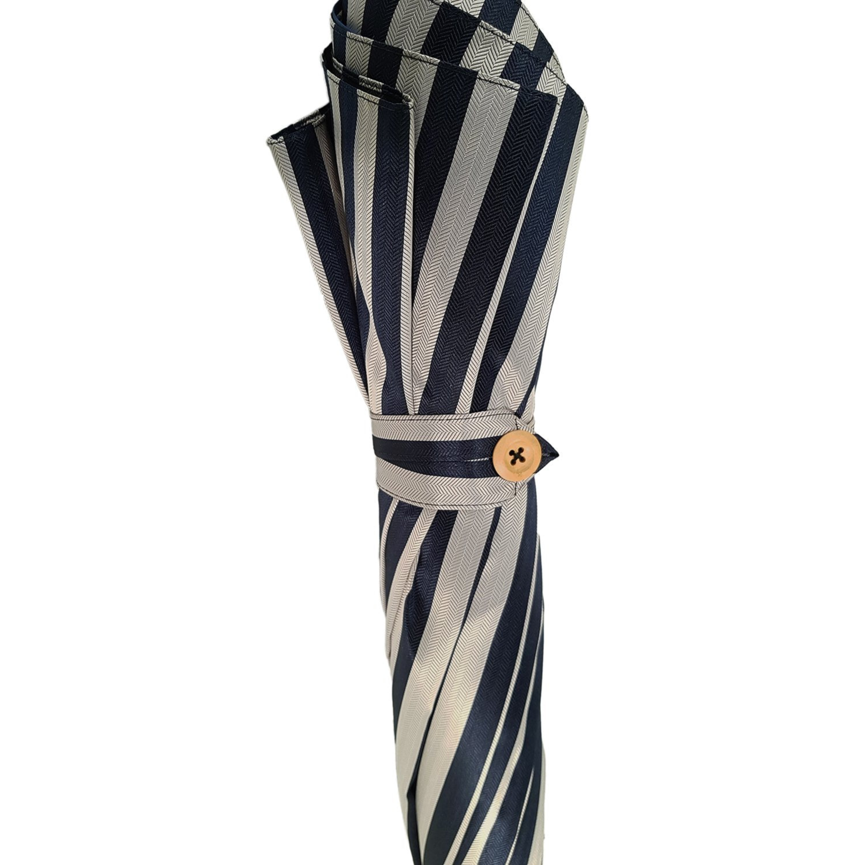 Sophisticated Double-Canopy Men’s Umbrella in Blue Striped Jacquard