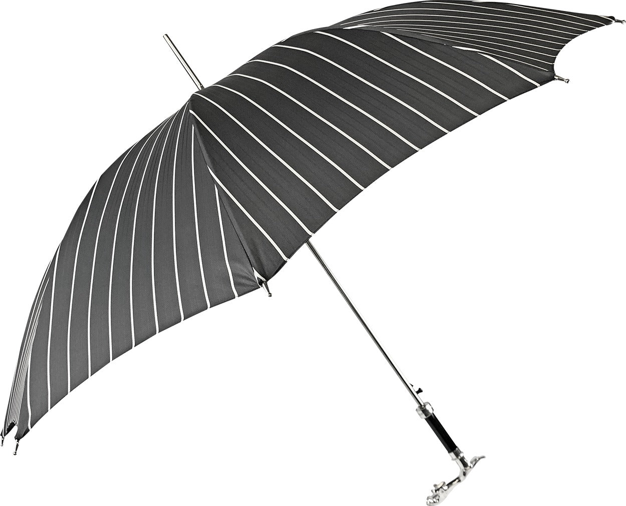 Premium Black Pinstripe Umbrella for Men with Sculpted Jaguar Handle
