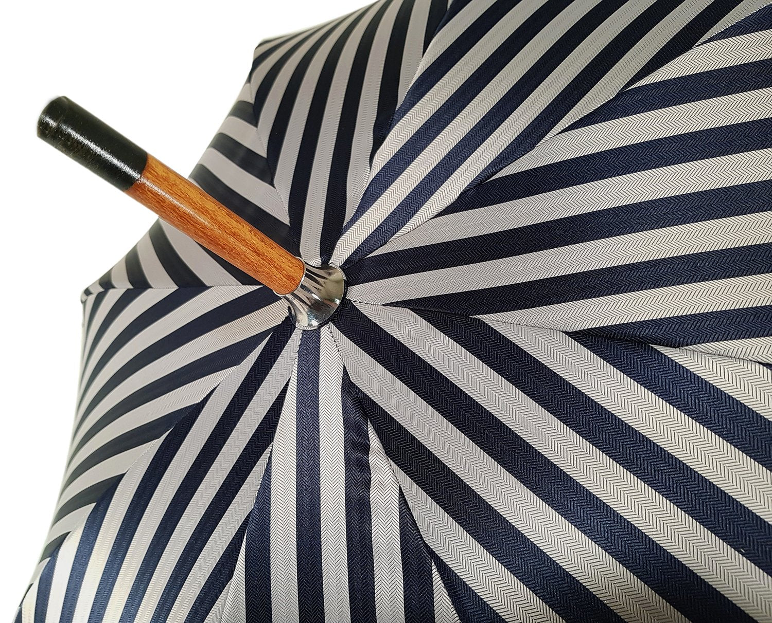 Sophisticated Double-Canopy Men’s Umbrella in Blue Striped Jacquard