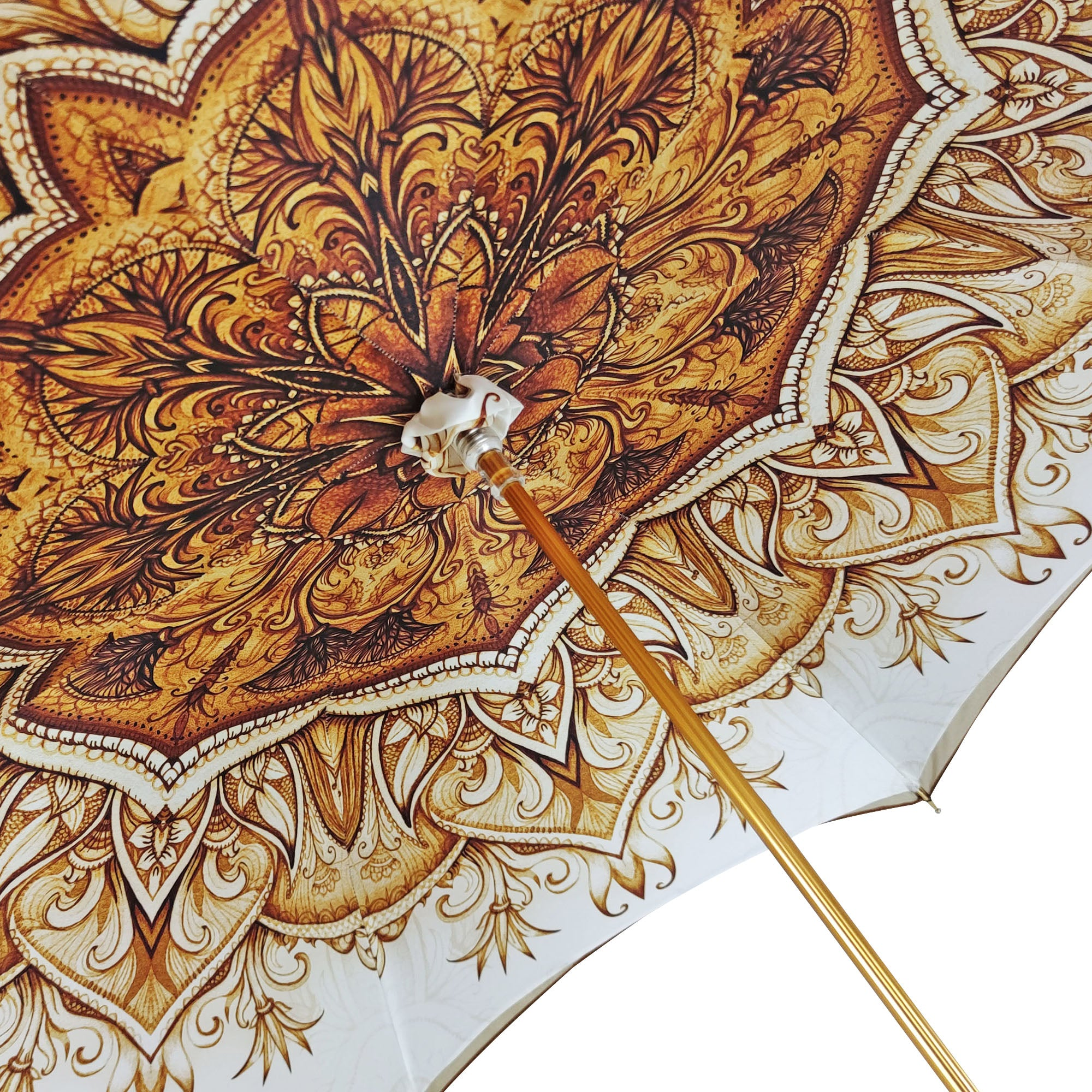 Handmade Classic Fancy Umbrella with 24K Gold-Plated Swarovski Handle