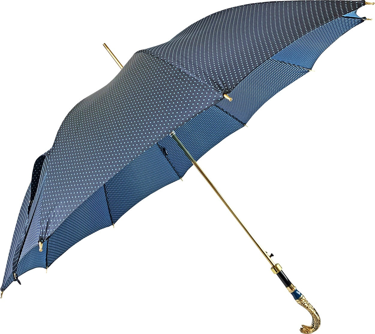 Luxury Jaquard Umbrella with Hand-Enameled 24K Gold Snake Handle