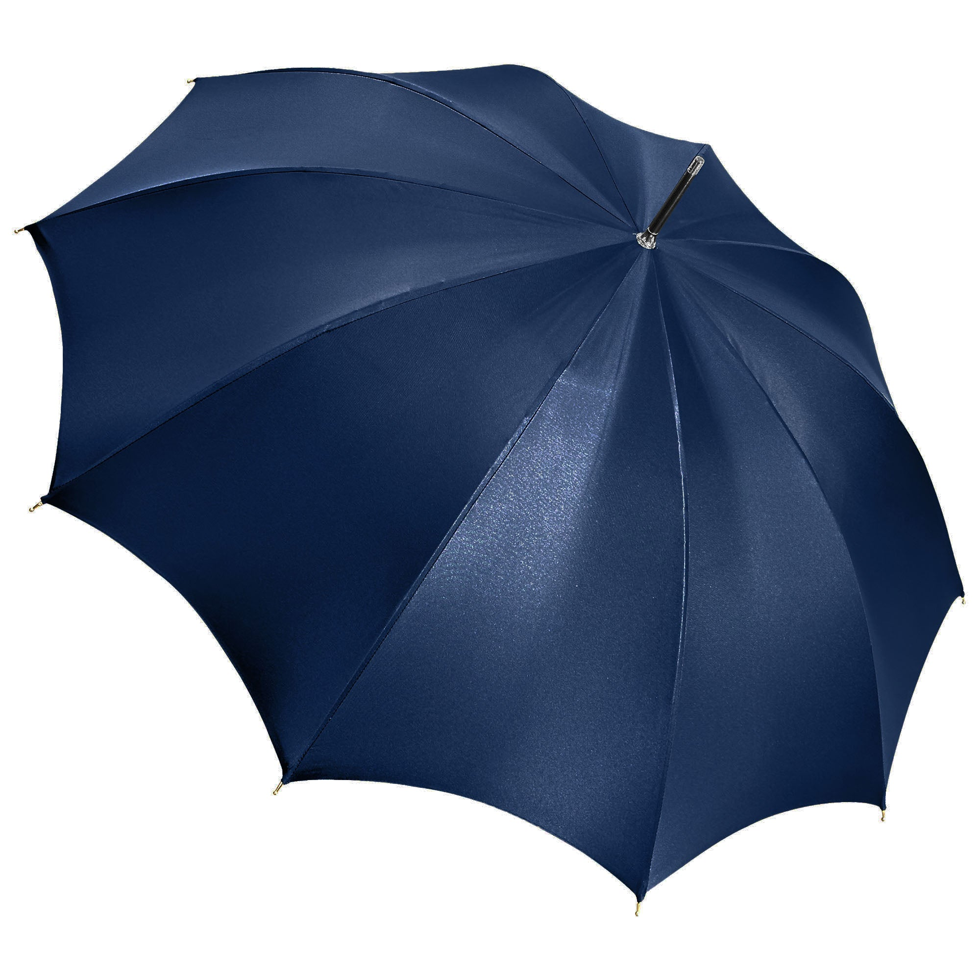 Refined Navy Umbrella with Genuine Orange Ostrich Leather Handle