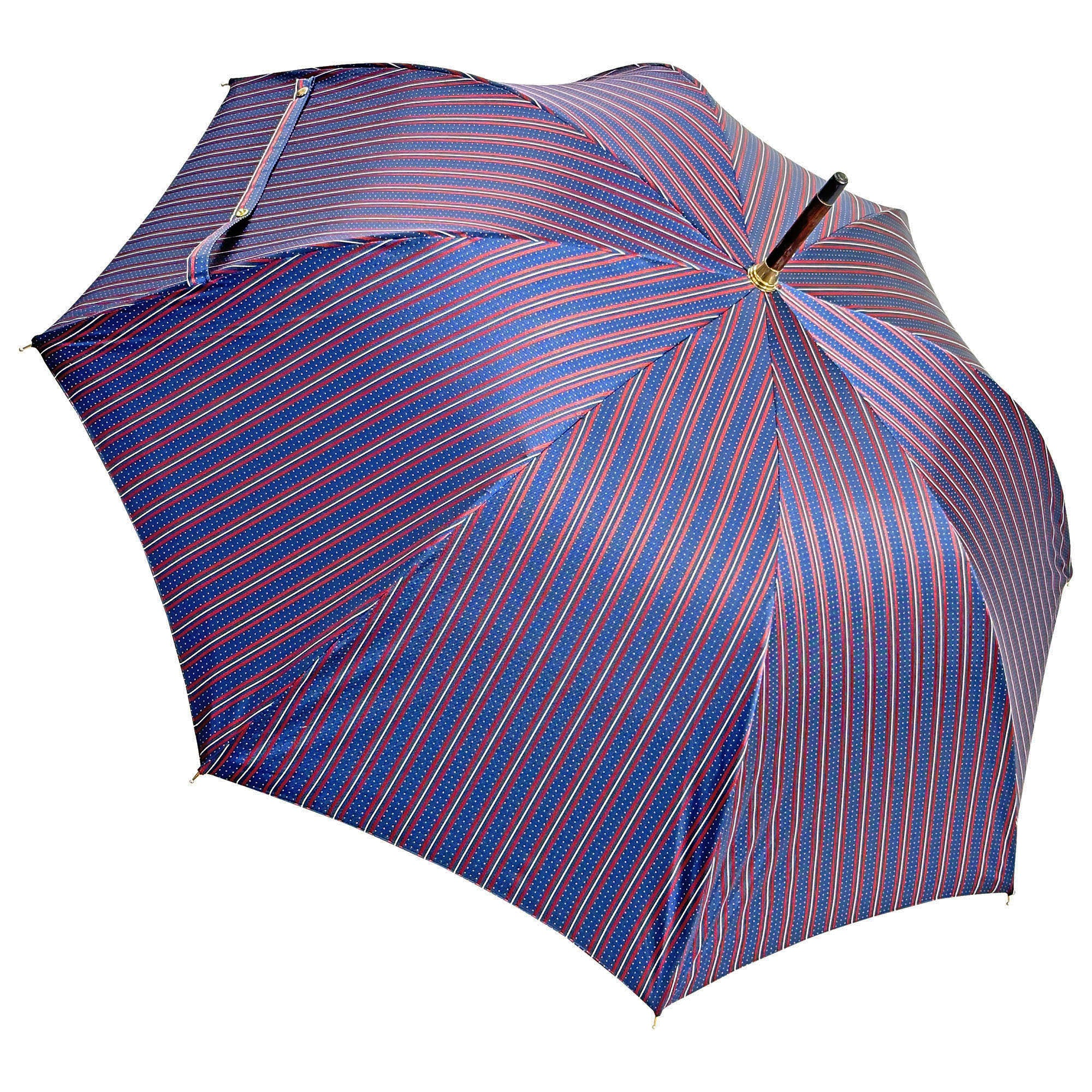 Refined Burgundy Gents Umbrella with Handmade Red Leather Handle