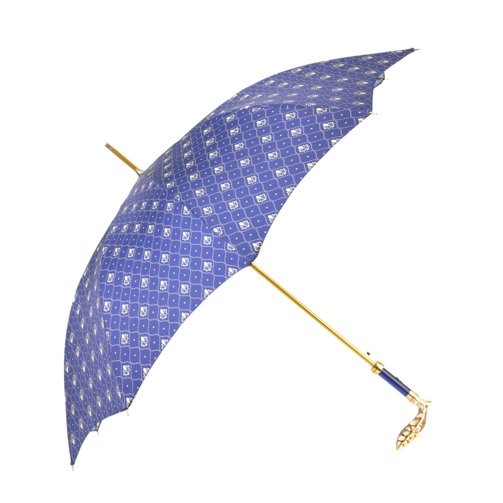 Premium Men’s Umbrella with Filigree Metal Handle and Lily Design
