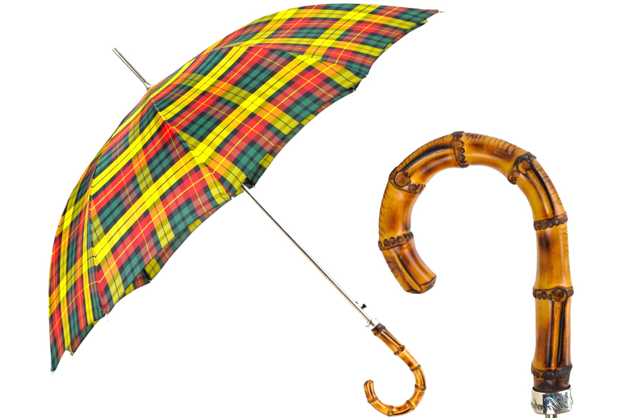 Classic Stylish Tartan Bamboo Umbrella – Italian Craftsmanship