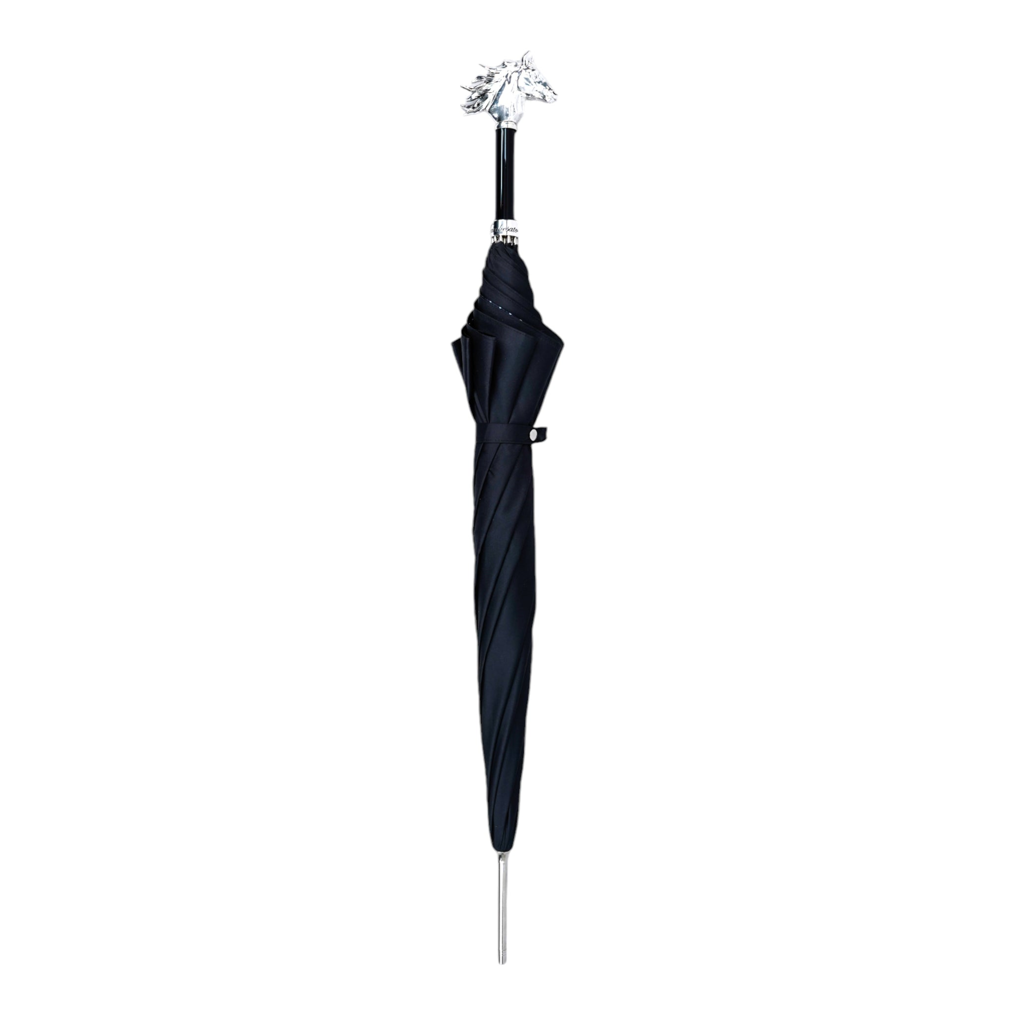 Elegant Polka Dot Men’s Umbrella with Silver-Plated Horse Handle