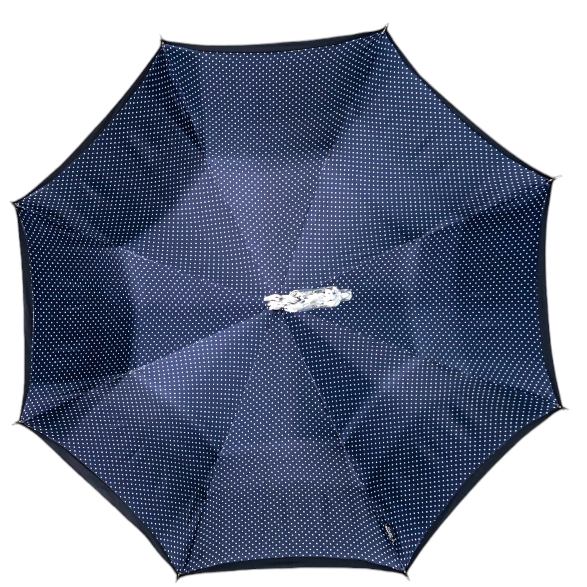Elegant Polka Dot Men’s Umbrella with Silver-Plated Horse Handle