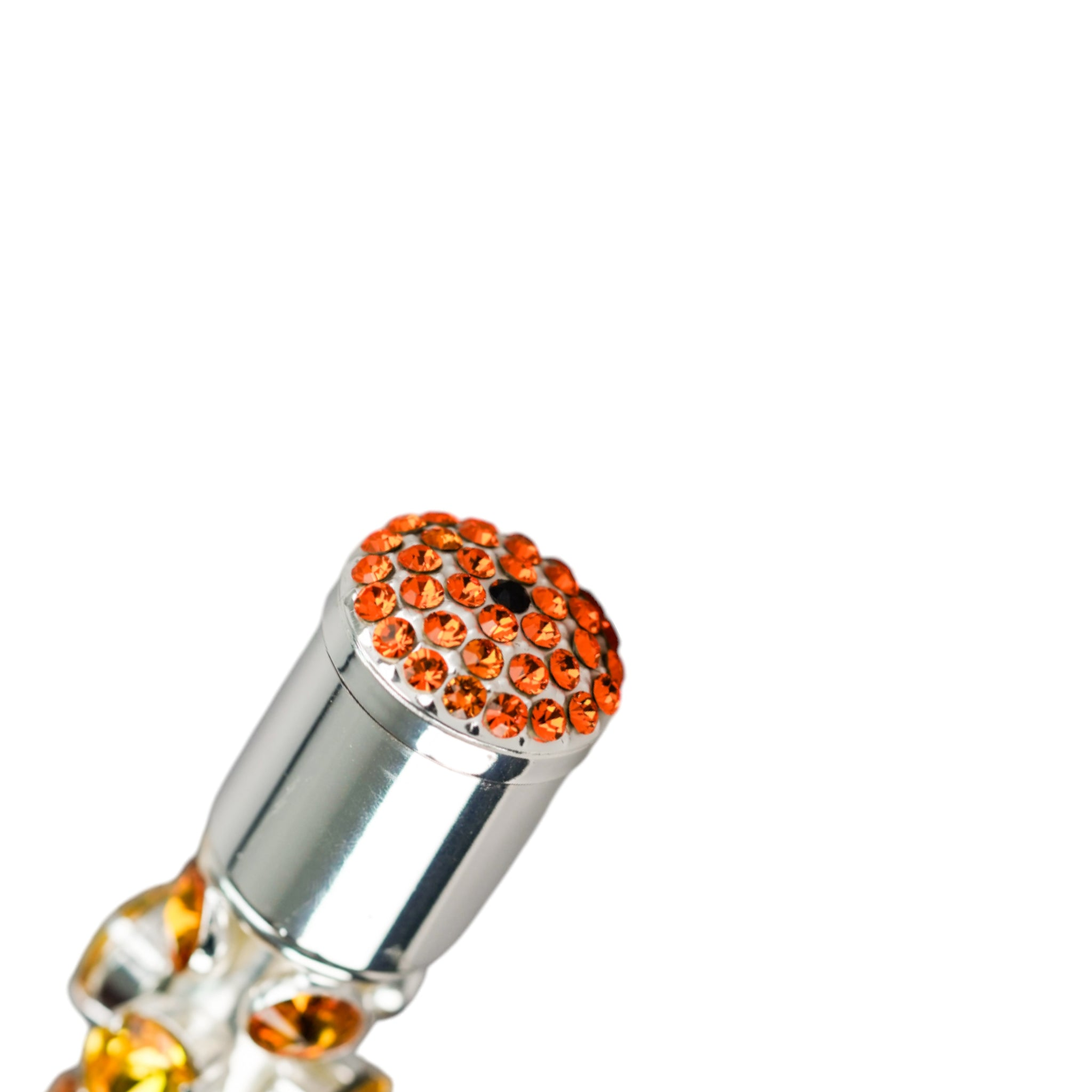 Striped Umbrella with Silver Plated Handle and Topaz Crystal Detailing