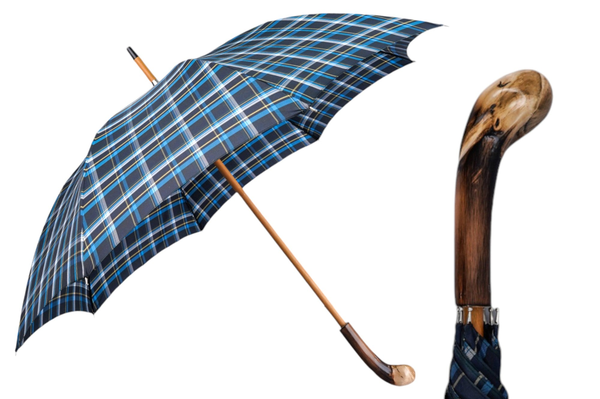 Handcrafted Designer Italian Umbrella with Natural Chestnut Root Handle