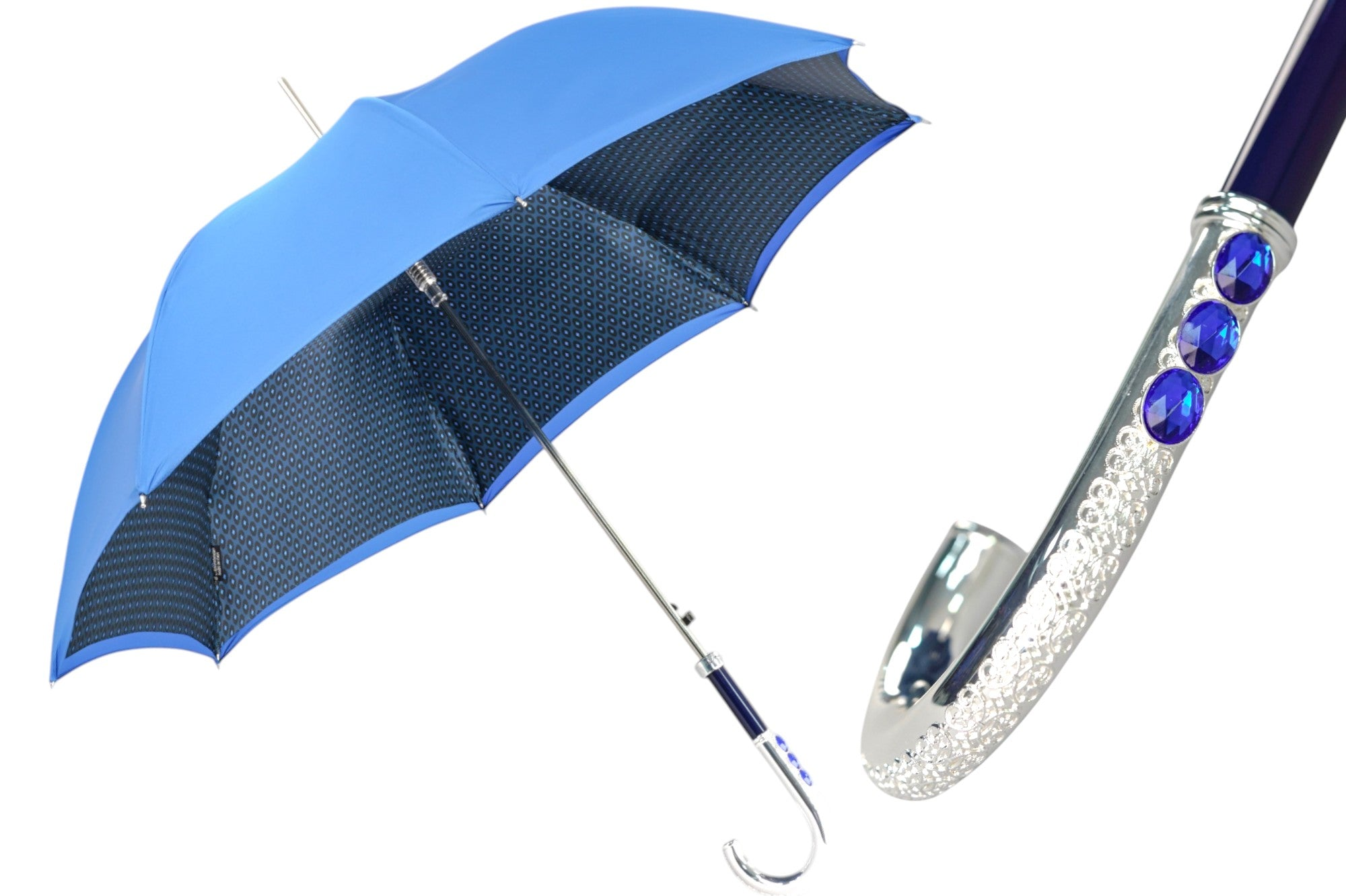 Majestic Royal Blue Men’s Umbrella with Sapphire Crystal Accents