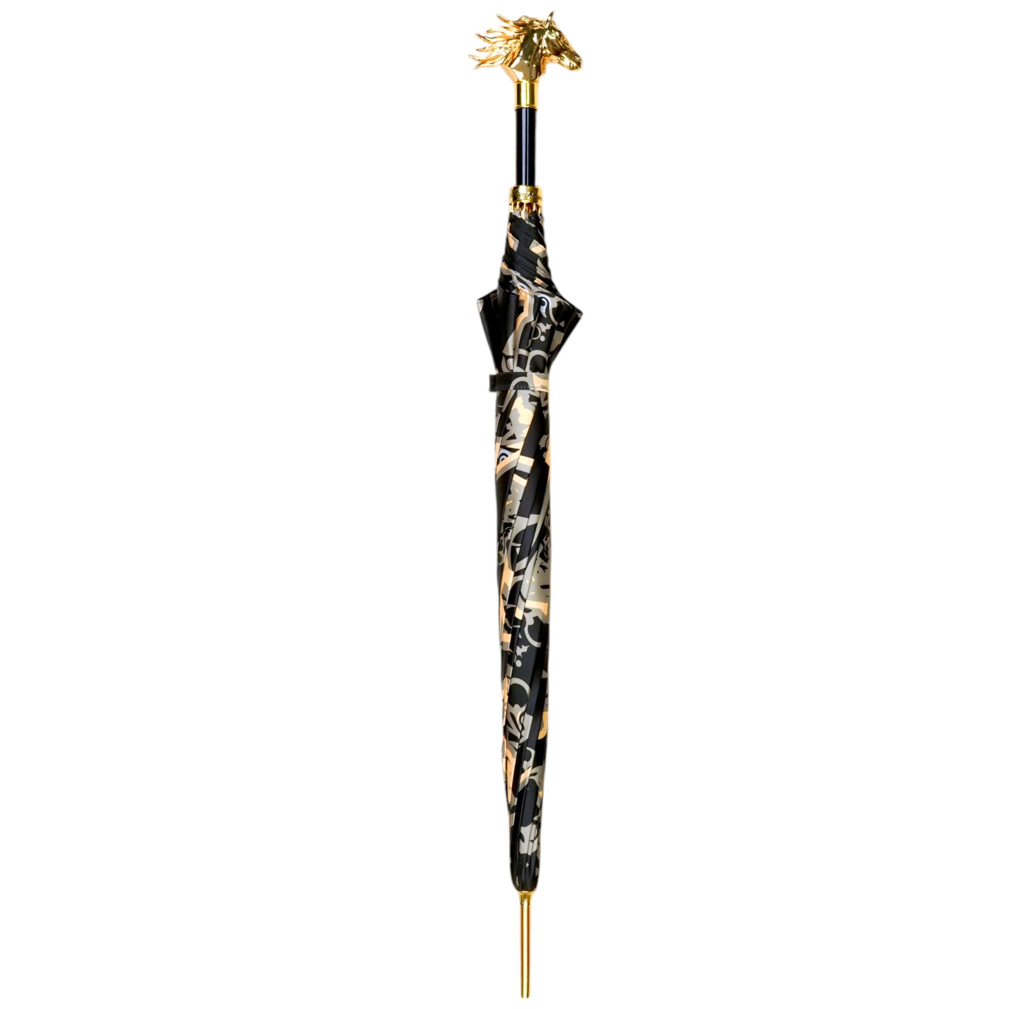 Designer Luxury Umbrella with 24K Gold Horse Head Handle