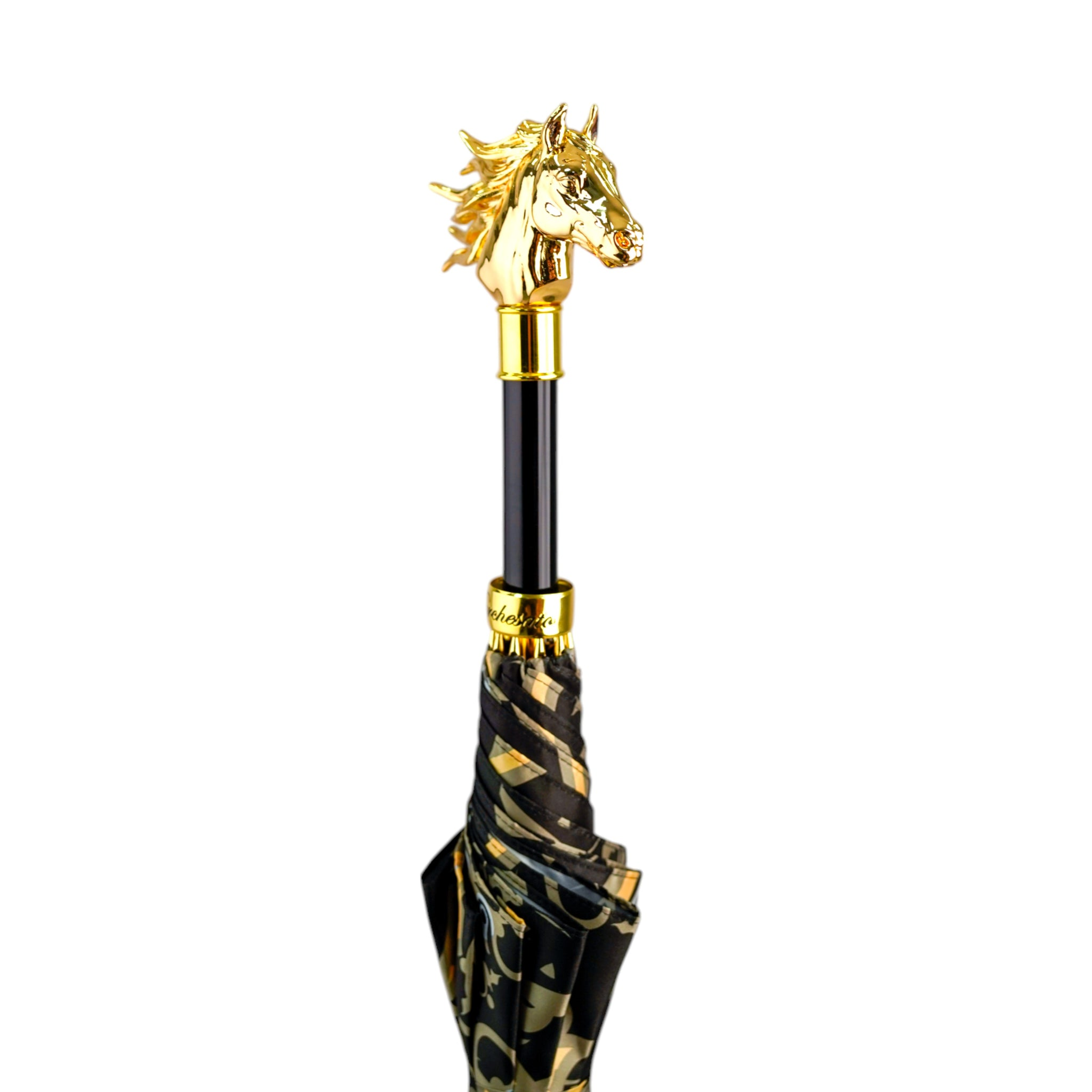 Designer Luxury Umbrella with 24K Gold Horse Head Handle