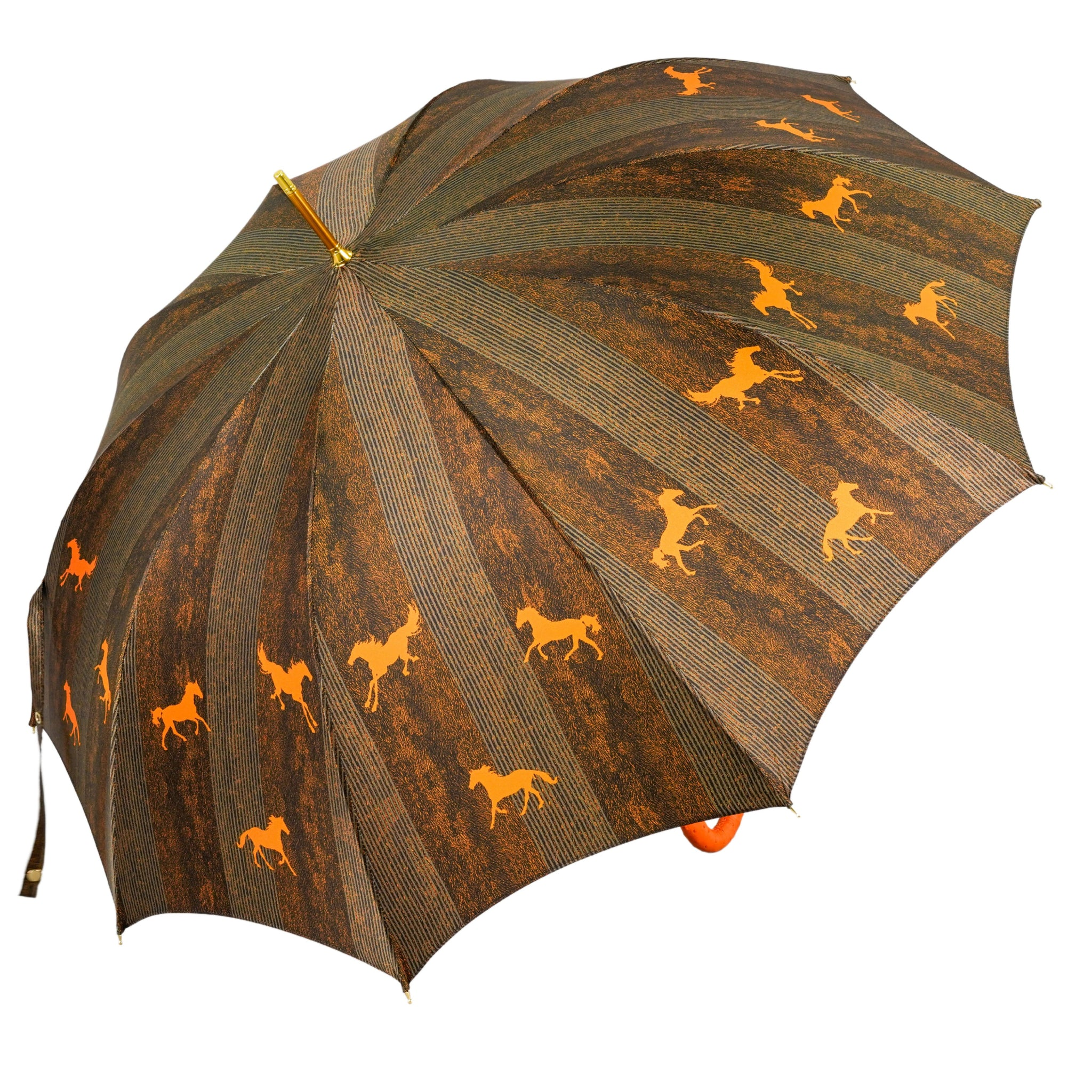 Exclusive Ostrich Leather Handle Horse-Design Umbrella