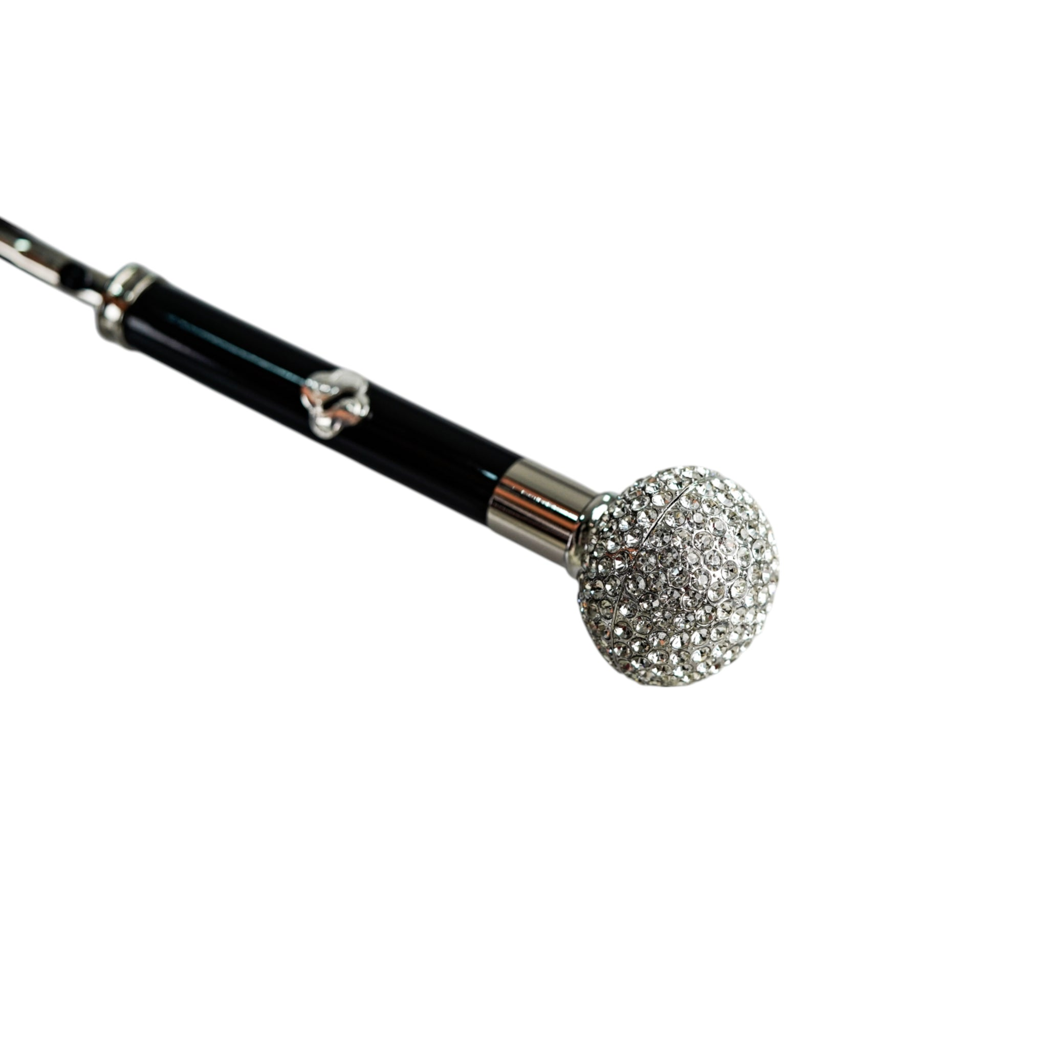 Luxury Striped Umbrella with 925 Silver and Crystal Accents