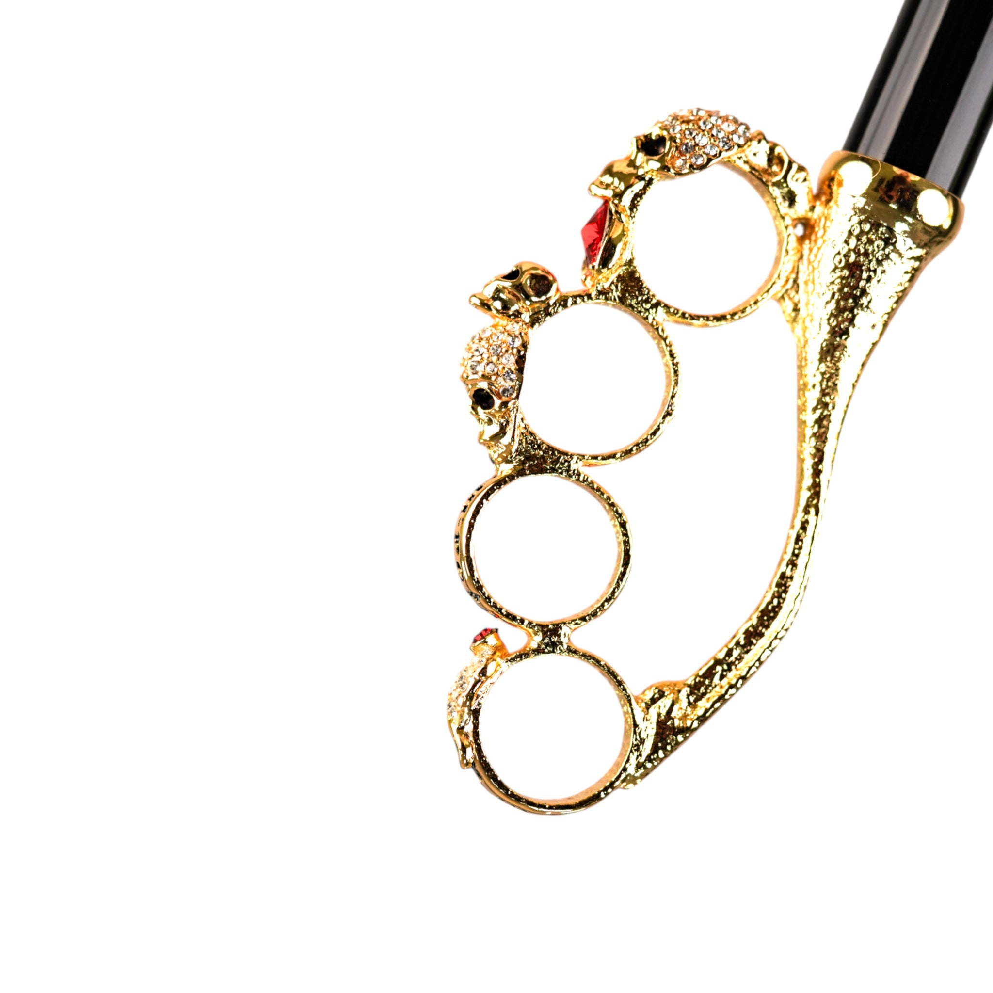 Refined Red Luxury Umbrella with 24K Gold and Crystal Handle