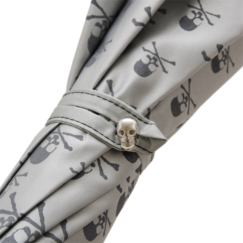 Studded Grey Skull Print Umbrella – Automatic, Acetate Handle