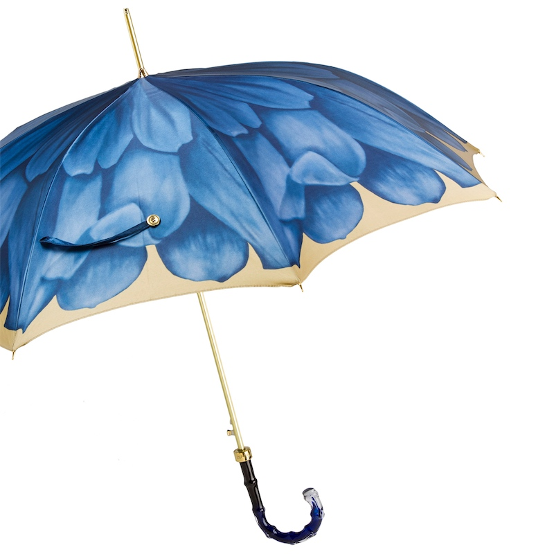 Exclusive Design Blue Dahlia Umbrella – Handmade in Italy