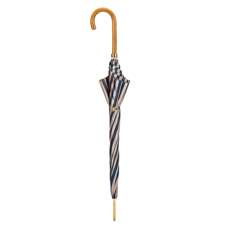Striped Umbrella with Malacca Wood Handle – Handmade in Italy