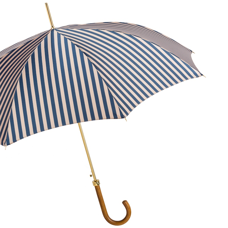 Striped Umbrella with Malacca Wood Handle – Handmade in Italy